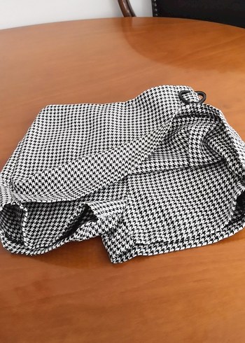 Koton Kemerli Beyaz-Gri Mini Etek