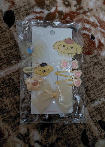 Bej Renkli Çocuk Toka Seti, Kurdele Detaylı - Görsel 3