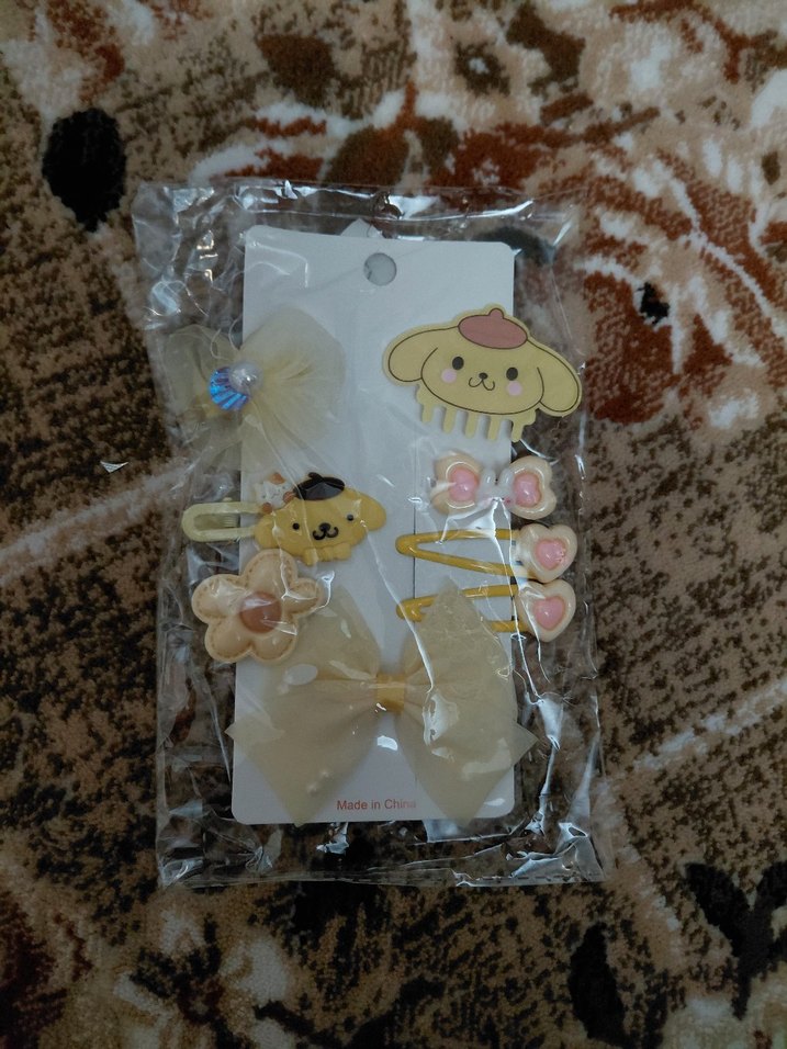 Bej Renkli Çocuk Toka Seti, Kurdele Detaylı - Görsel 2