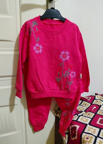 Pembe Örgü Baskılı Uzun Kollu Bebek Takımı - Görsel 2