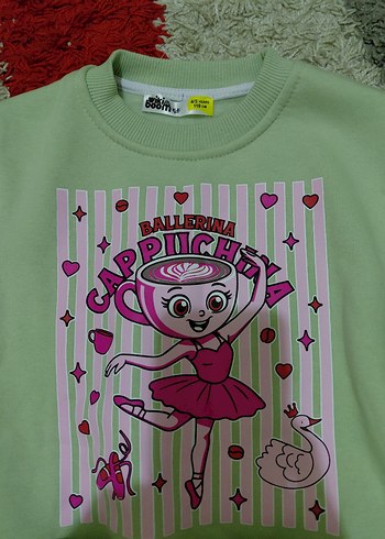 Pembe Baskılı Kız Çocuk Sweatshirt ve Eşofman Takımı - Görsel 4