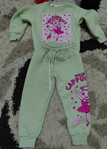 Pembe Baskılı Kız Çocuk Sweatshirt ve Eşofman Takımı - Görsel 2