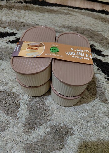 Bej Pastel Renkli 4'lü Saklama Kabı Seti - Görsel 4