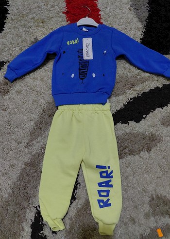 Mavi Baskılı Erkek Bebek Sweatshirt Takımı - Görsel 4