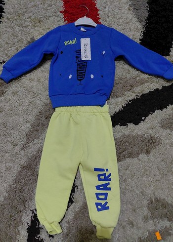 Mavi Baskılı Erkek Bebek Sweatshirt Takımı - Görsel 3