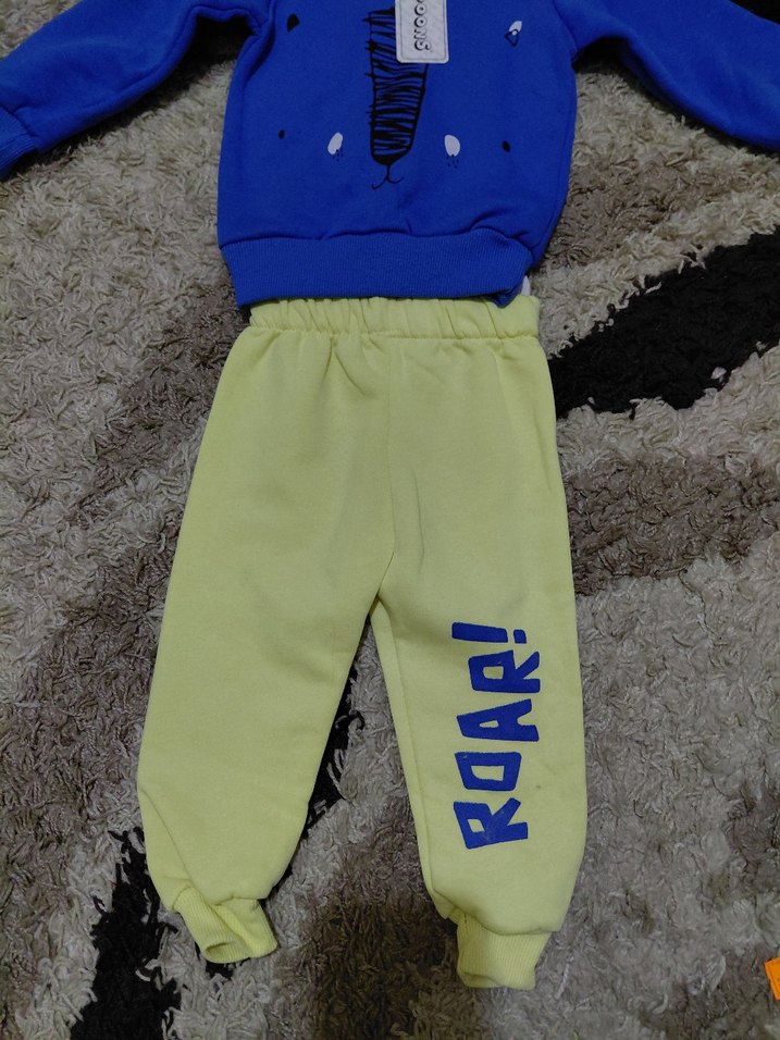 Mavi Baskılı Erkek Bebek Sweatshirt Takımı - Görsel 5