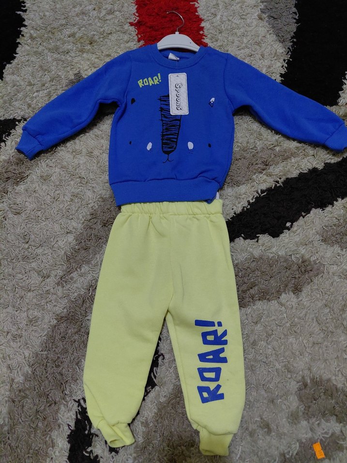 Mavi Baskılı Erkek Bebek Sweatshirt Takımı - Görsel 4