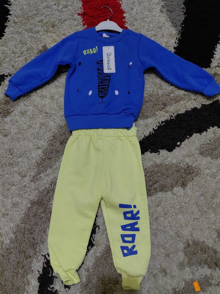 Mavi Baskılı Erkek Bebek Sweatshirt Takımı - Görsel 3