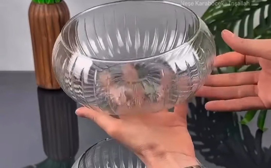 Şeffaf Cam Dekoratif Kase - Görsel 2