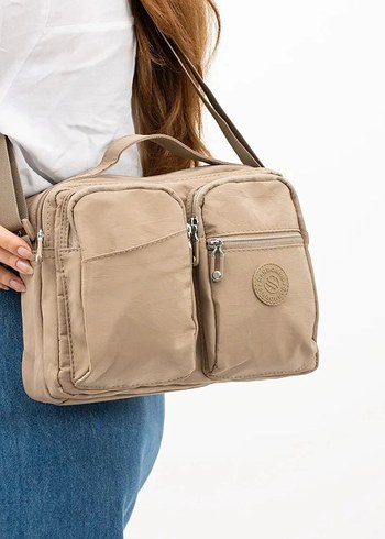Bej Kadın Çapraz Çanta Fermuarlı - Görsel 3