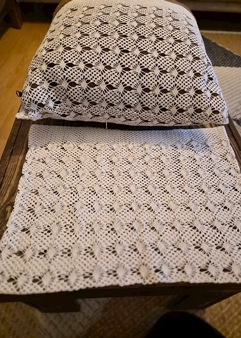 El Örgüsü Beyaz Dantel Yastık Kılıfı - Görsel 2