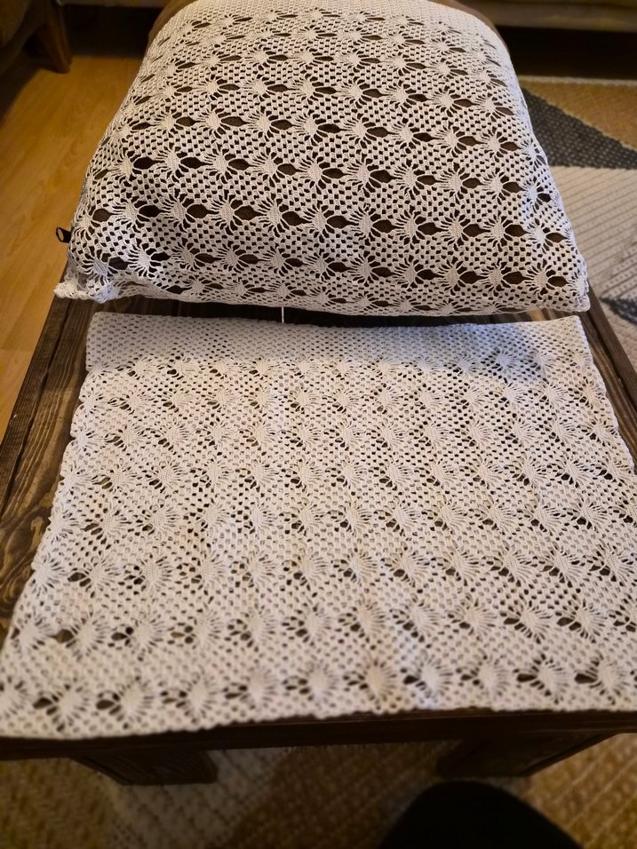 El Örgüsü Beyaz Dantel Yastık Kılıfı - Görsel 2