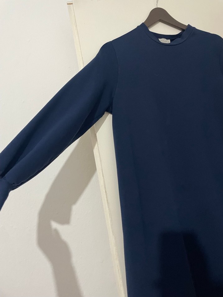 Lacivert Uzun Kollu Salaş Elbise - Görsel 2