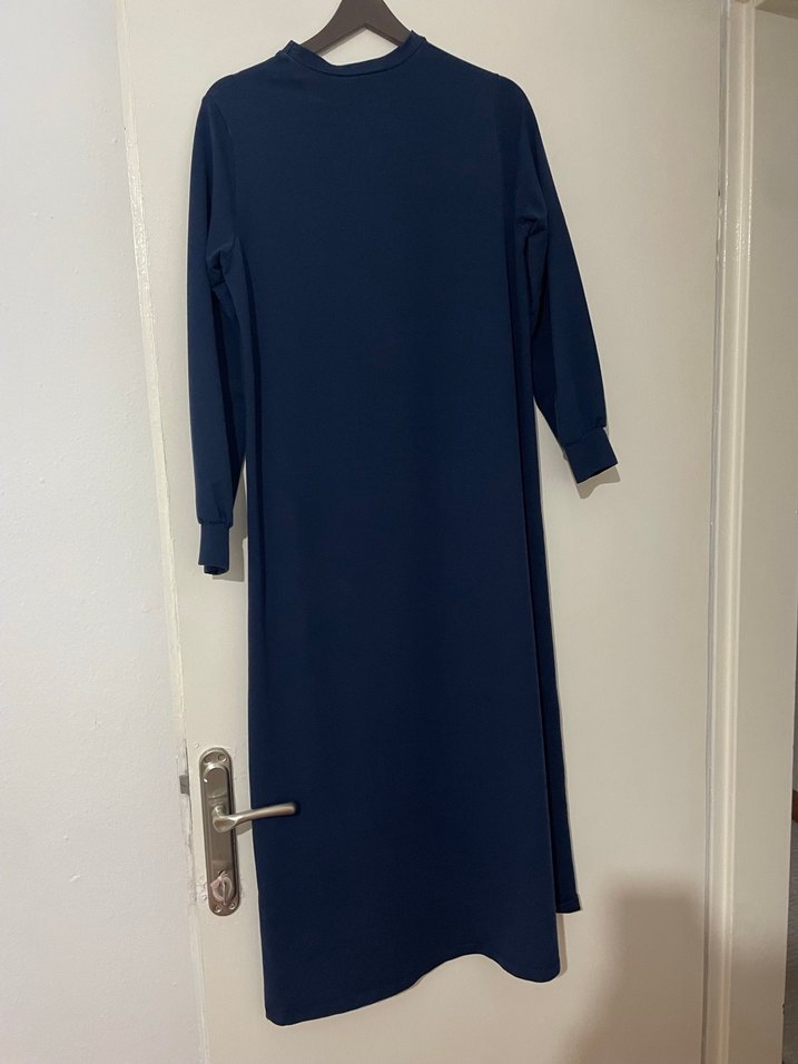 Lacivert Uzun Kollu Salaş Elbise - Görsel 4