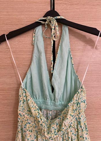s Beden yeşil Renk Pull and Bear Yeşil V Yakalı Midi Elbise
