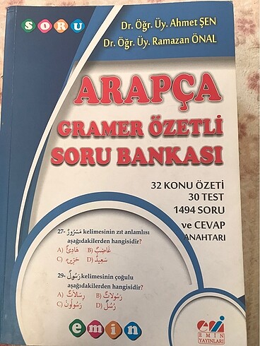 ARAPÇA GRAMER ÖZERLİ SORU BANKASI