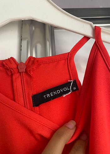 Kırmızı Uzun Kollu Drapeli Kadın Tulum - Görsel 2