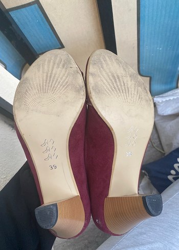 Bordo Süet Tokalı Yüksek Topuklu Stiletto - Görsel 2