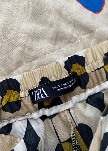Zara Retro desenli pileli uzun kadın pantolon