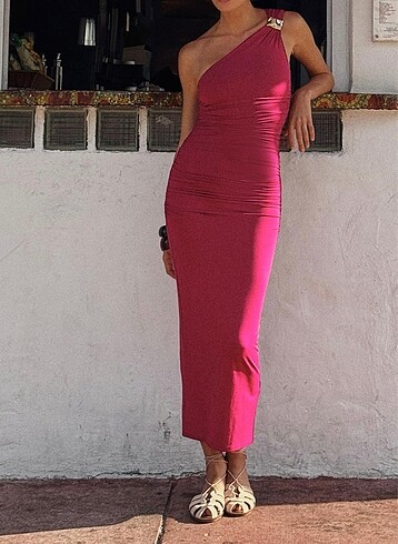 Zara drape asimetrik elbise 