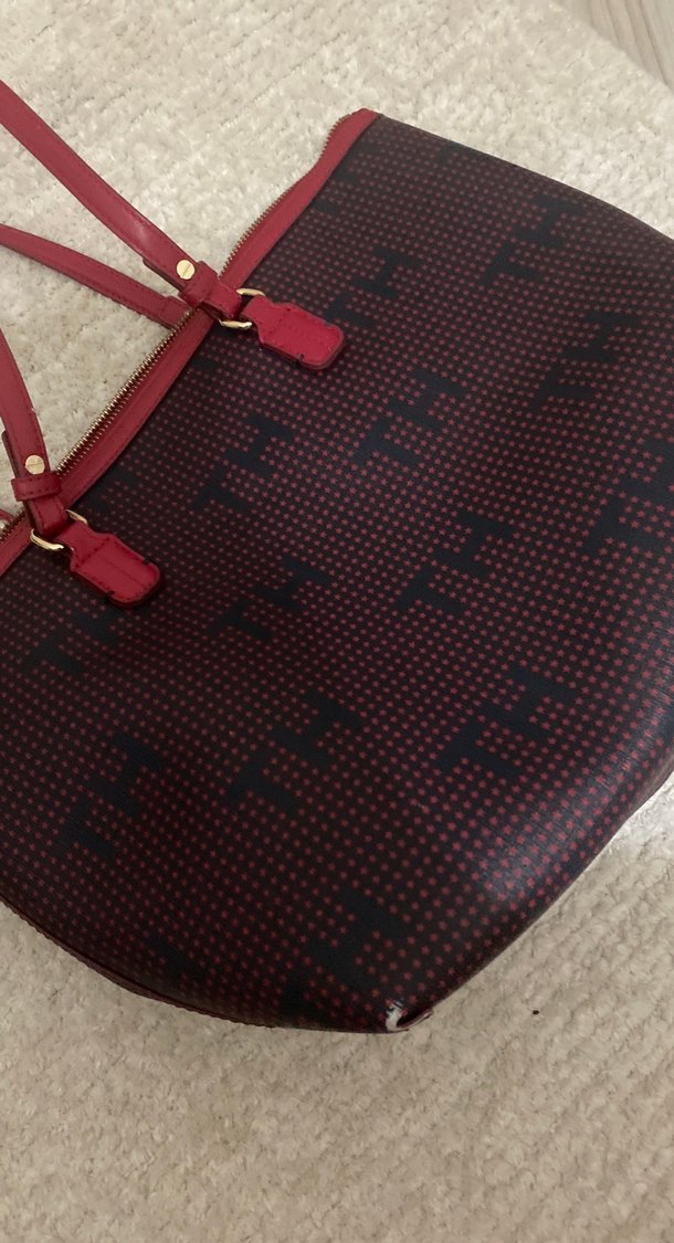 Bordo Baskılı Deri Kadın Çanta - Görsel 3