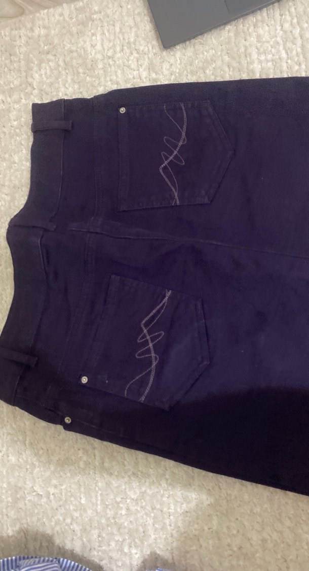 Düğmeli Mor Kadın Kot Etek - Görsel 3