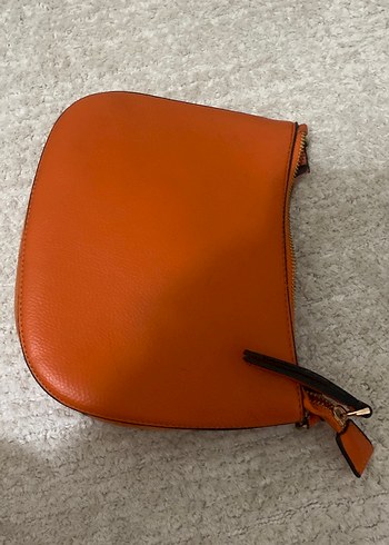 Turuncu Deri Fermuarlı Kadın Çanta - Görsel 2
