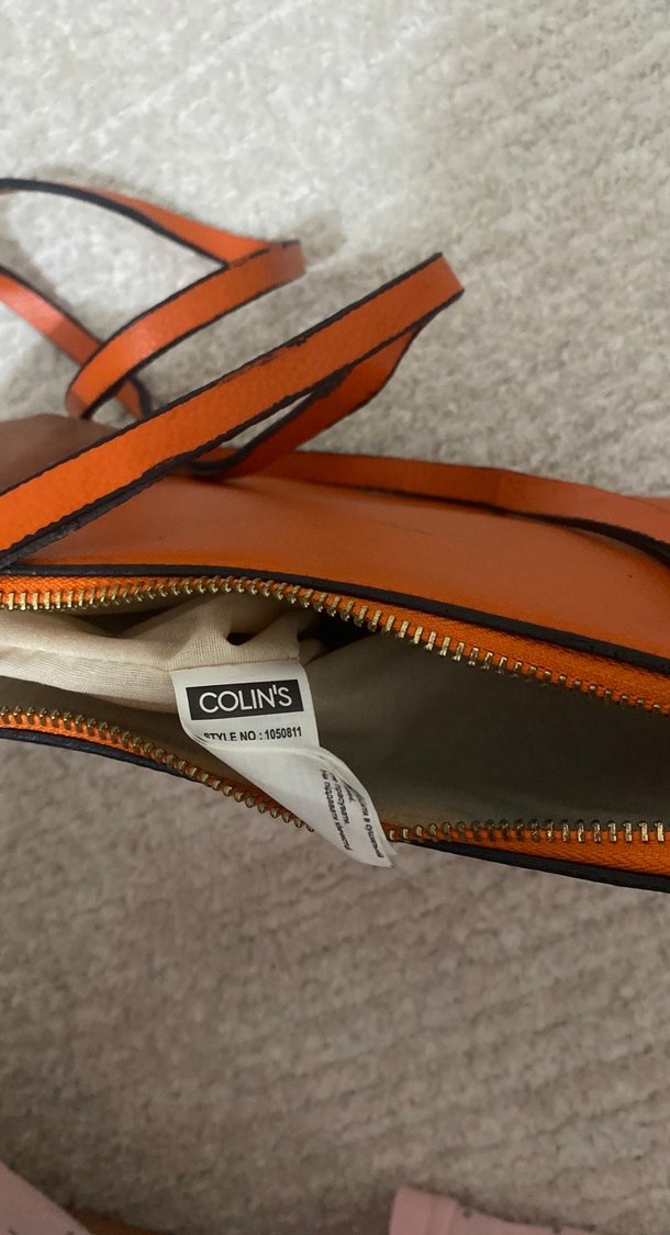 Turuncu Deri Fermuarlı Kadın Çanta - Görsel 4