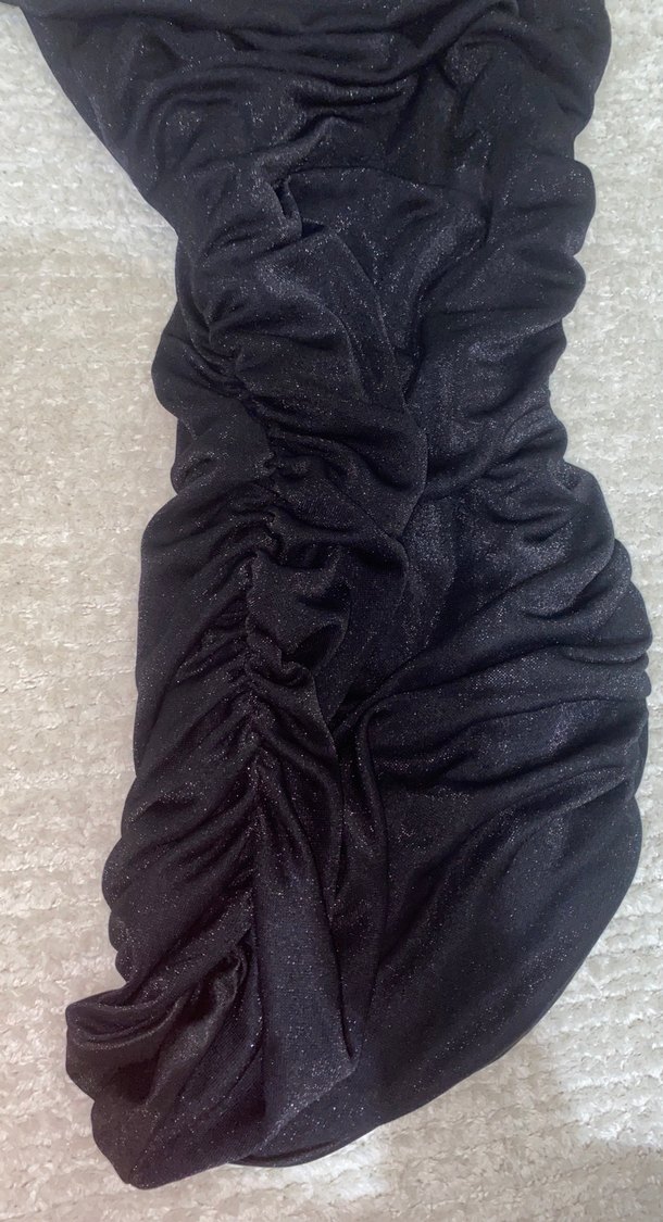 Siyah Drapeli askılı mini Elbise - Görsel 4