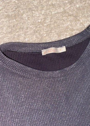 Gri Kadın Triko Bisiklet Yaka crop - Görsel 3