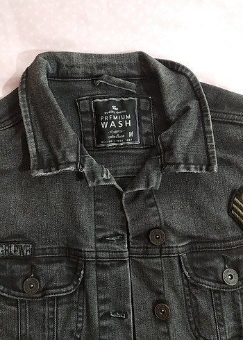 Gri Düğmeli Kadın Denim Ceket