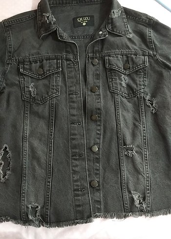 Quzu Kadın Siyah Düğmeli Denim Ceket