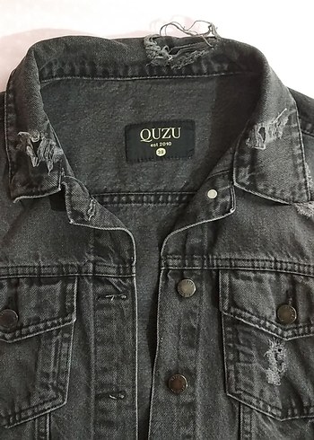 Kadın Siyah Düğmeli Denim Ceket