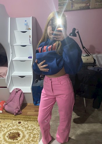 Pembe Kadın Kot Pantolon - Görsel 2