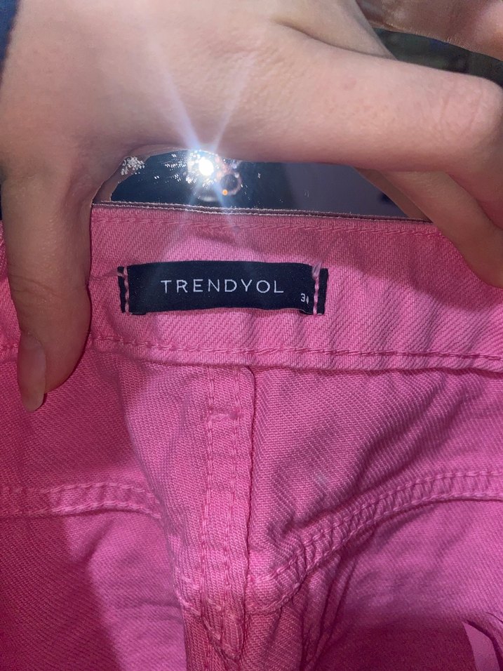 Pembe Kadın Kot Pantolon - Görsel 4