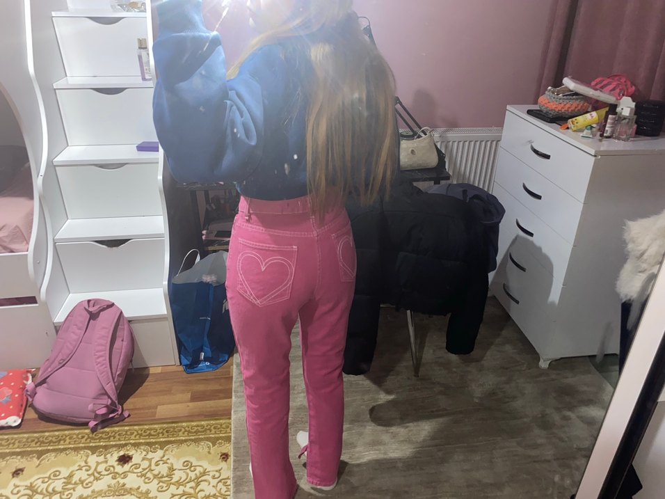 Kadın Pembe Yüksek Bel Pantolon - Görsel 3