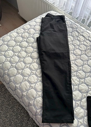 Kadın Siyah Keten Kumaş Pantolon - Görsel 2