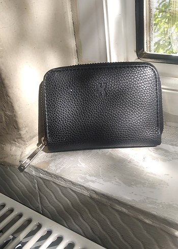 Fermuarlı Siyah Deri Kadın Cüzdanı