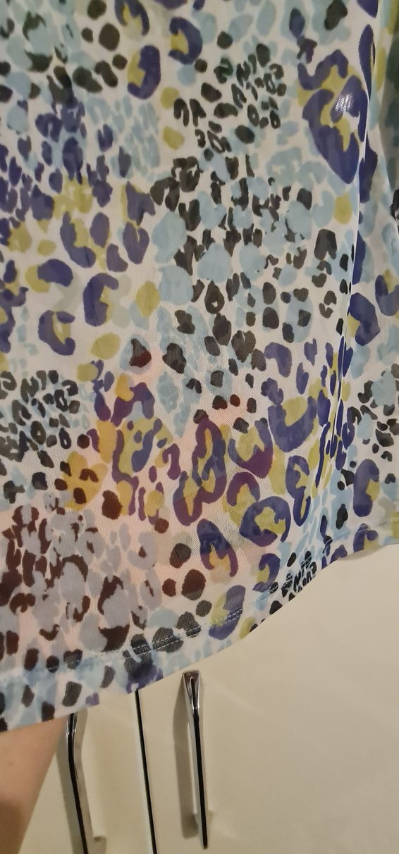 Kısa Kollu, Loose Fit, Desenli Kadın Bluz - Görsel 3