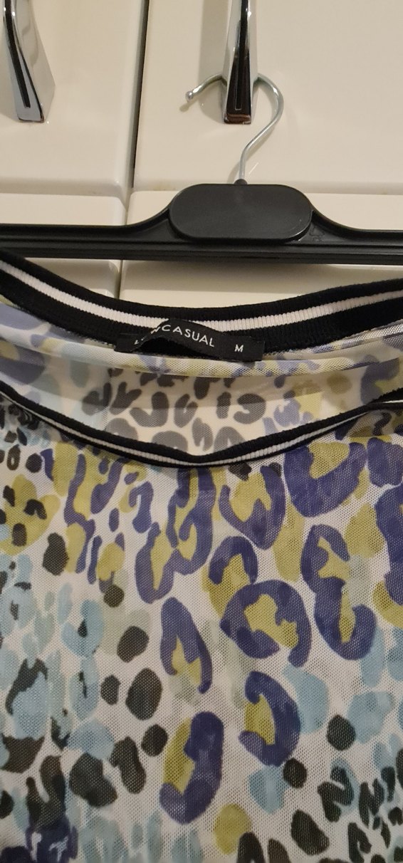 Kısa Kollu, Loose Fit, Desenli Kadın Bluz - Görsel 2