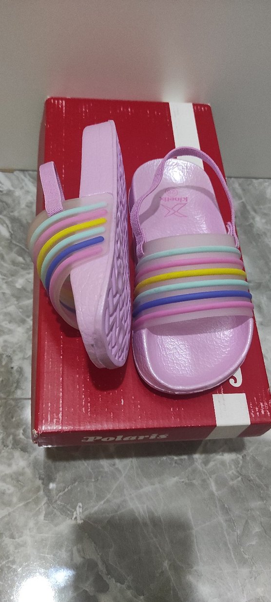 Kız Çocuk Pembe Rengarenk Sandalet - Görsel 3