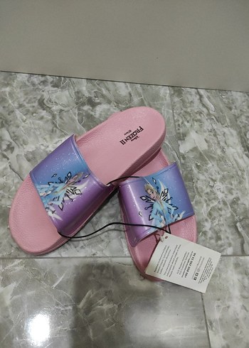 Frozen Kız Çocuk Pembe Terlik Velcro - Görsel 5