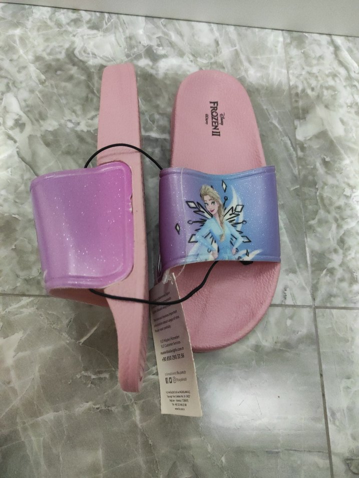 Frozen Kız Çocuk Pembe Terlik Velcro - Görsel 4