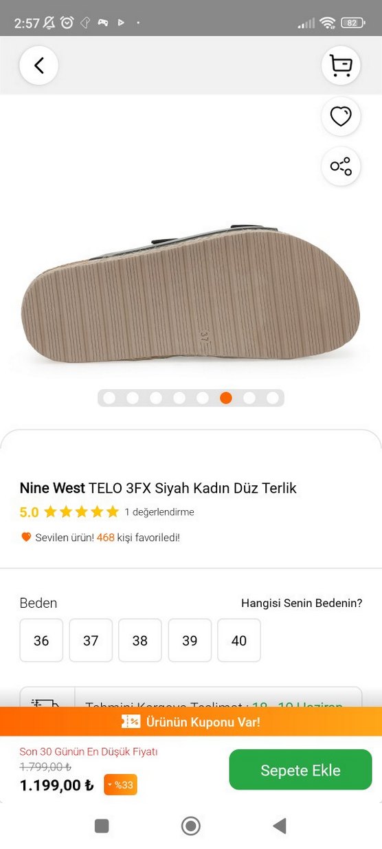 Nine West Siyah Kadın Düz Terlik - Görsel 2