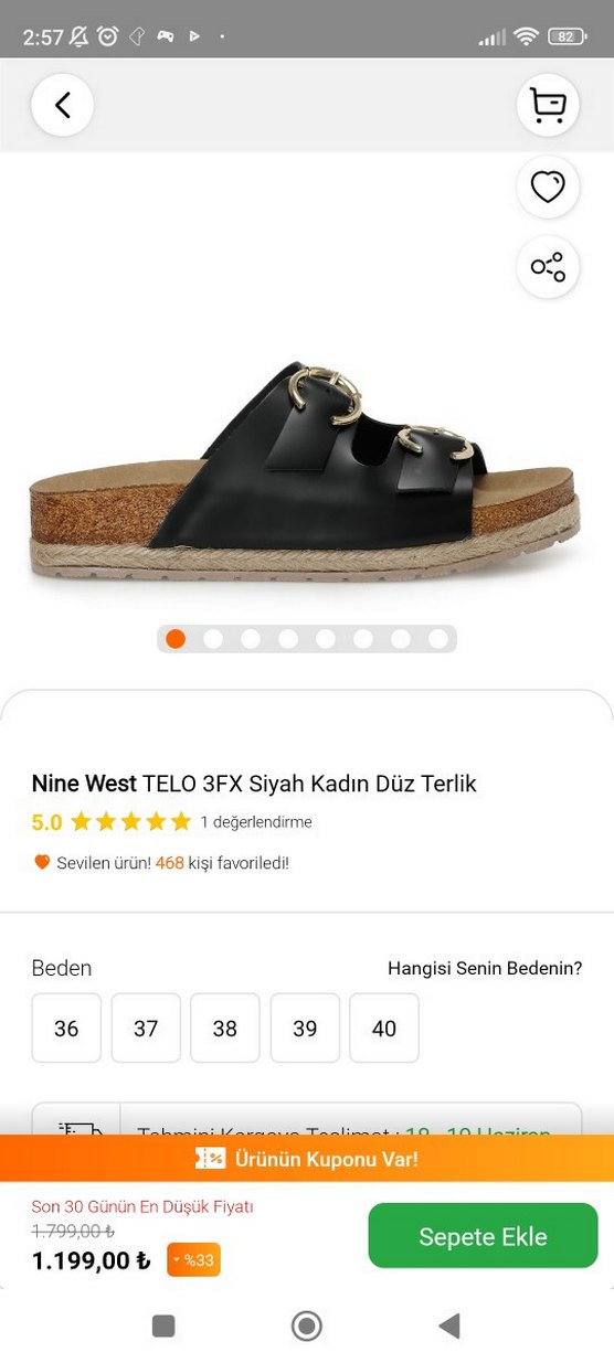 Nine West Siyah Kadın Düz Terlik - Görsel 3