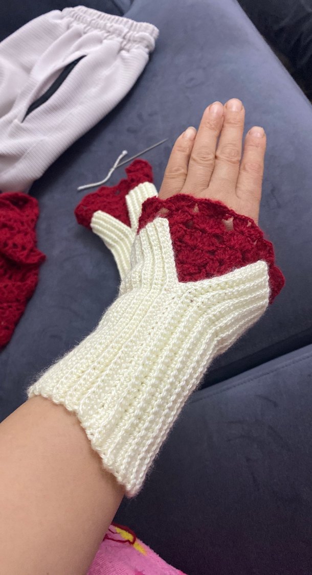 Bohem Tarzda Örgü Kadın Eldiveni - Görsel 3