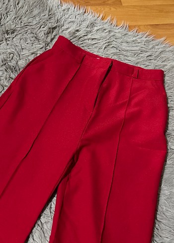 Kadın Kırmızı Uzun Kumaş Pantolon - Görsel 2