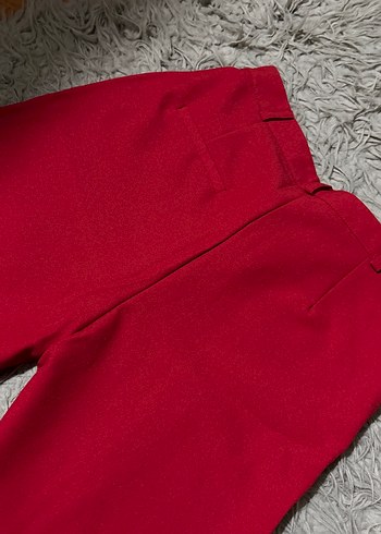 Kadın Kırmızı Uzun Kumaş Pantolon - Görsel 4