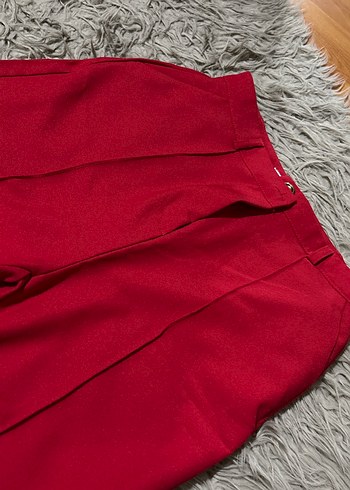 Kadın Kırmızı Uzun Kumaş Pantolon - Görsel 3