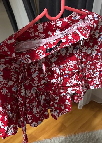 Kırmızı Bohem Mini Hamile Etek - Görsel 2